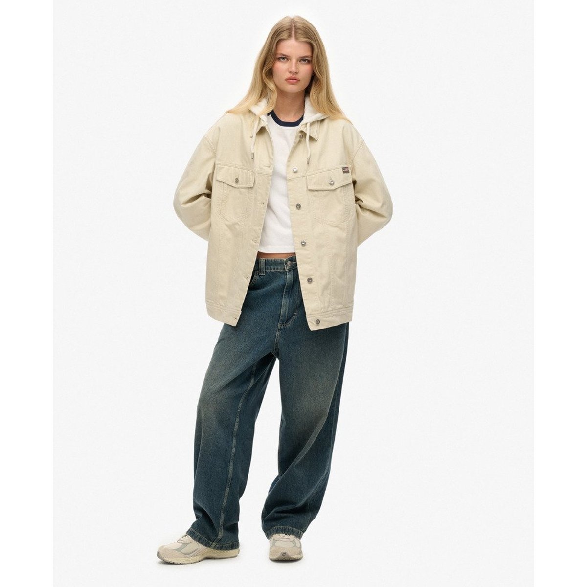 Veste Trucker à Capuche Décontractée oat bran, SUPERDRY