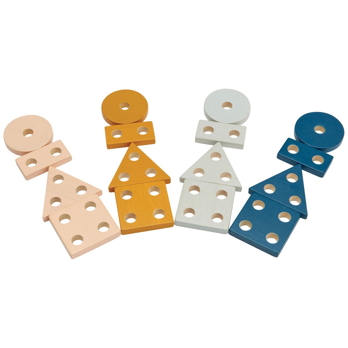 Formes géométriques à empiler beige, marron, blanc, PLAN TOYS