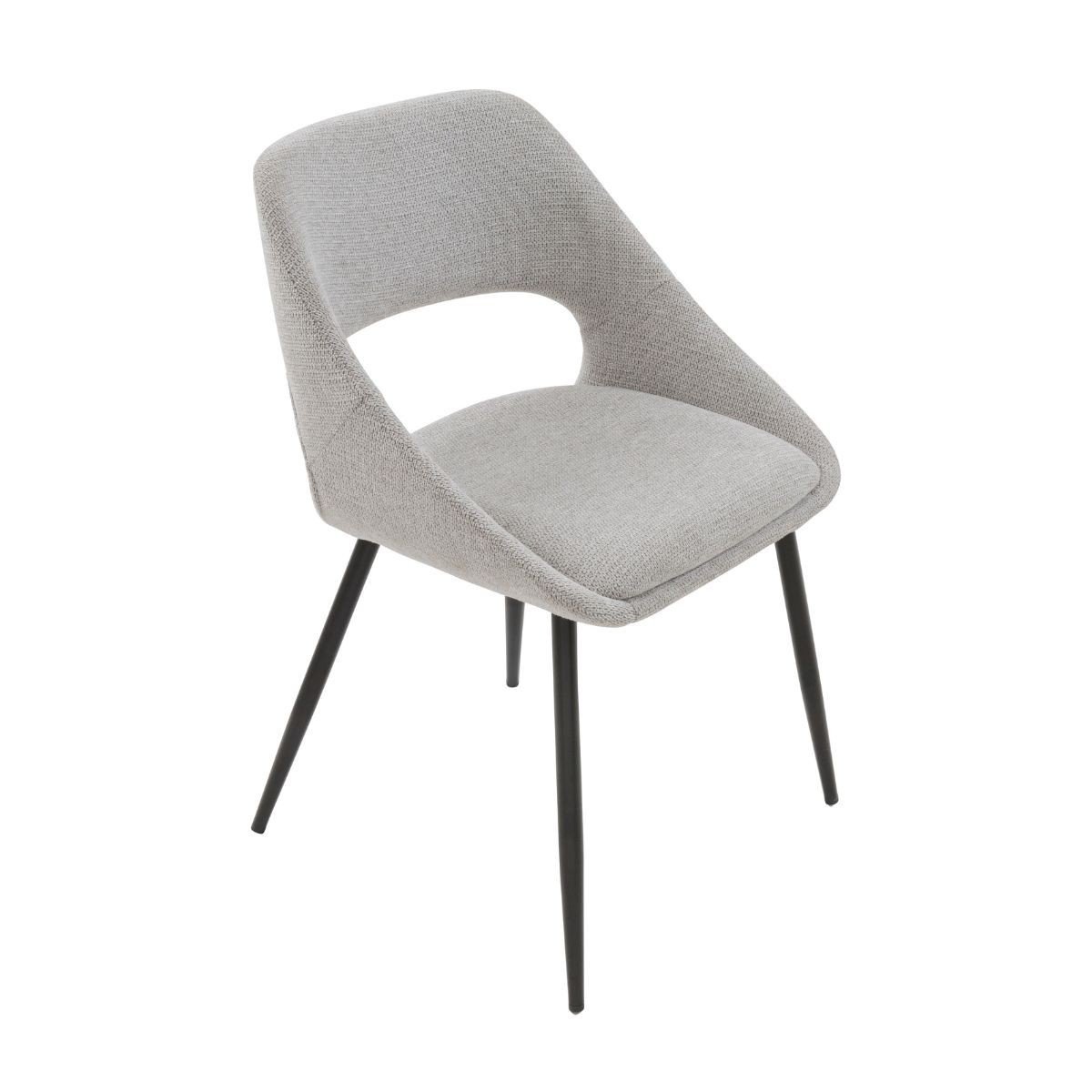 Lot de 6 chaises en tissu avec piètement en métal L51 cm - ELODIE gris clair, SIGNATURE