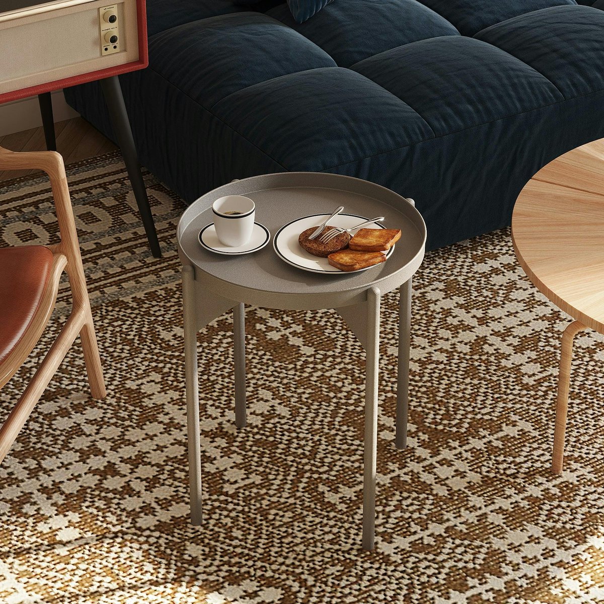 Table d'appoint ronde en métal SFAX gris, PIER IMPORT