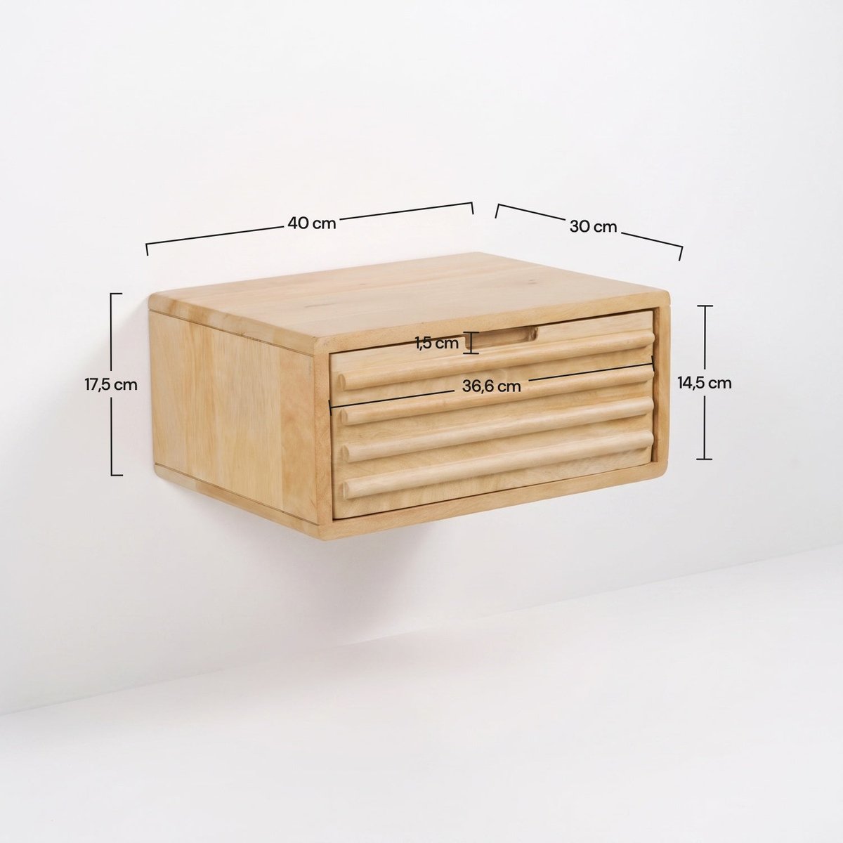 Table de chevet murale en bois de manguier - PABLO marron clair, MAISON PAVANE