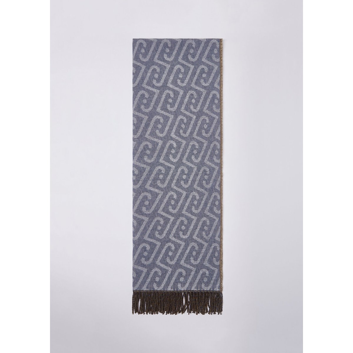Étole monogramme avec franges denim bleu, LIU JO