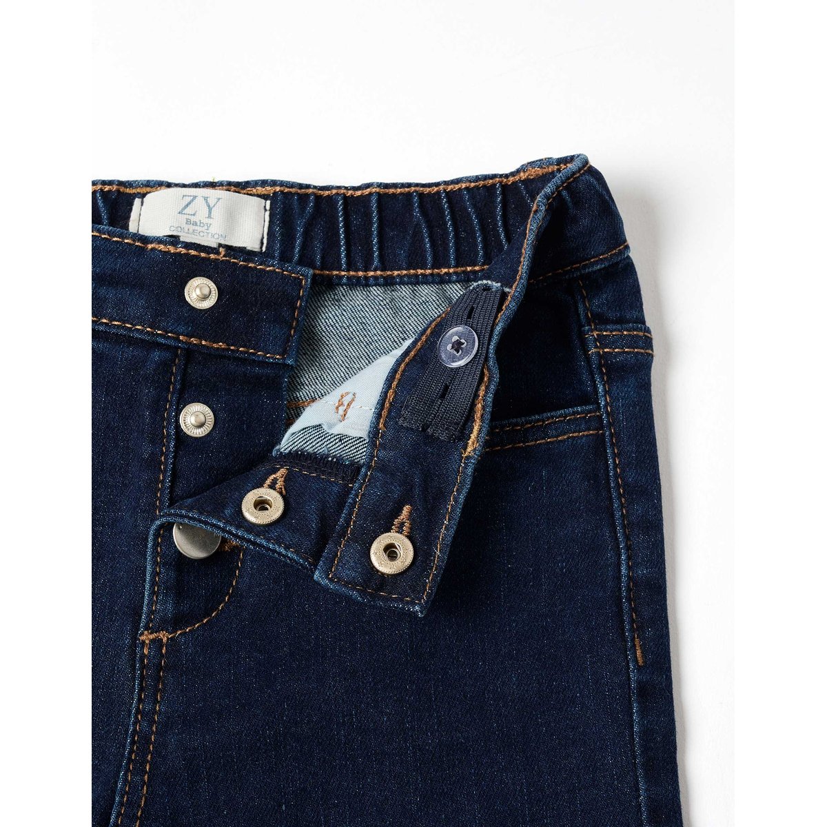 Jean à jambe large avec boutons-pression bleu foncé, ZIPPY