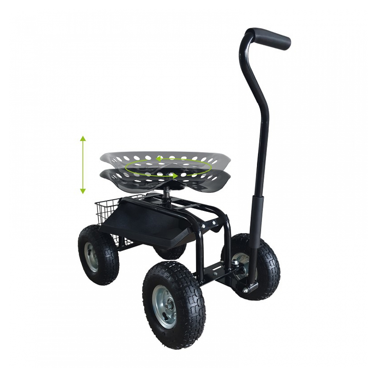 Siege roulant pour jardin noir AG22 Rolling Garden Seat Black couleur unique, AXI HOUSE