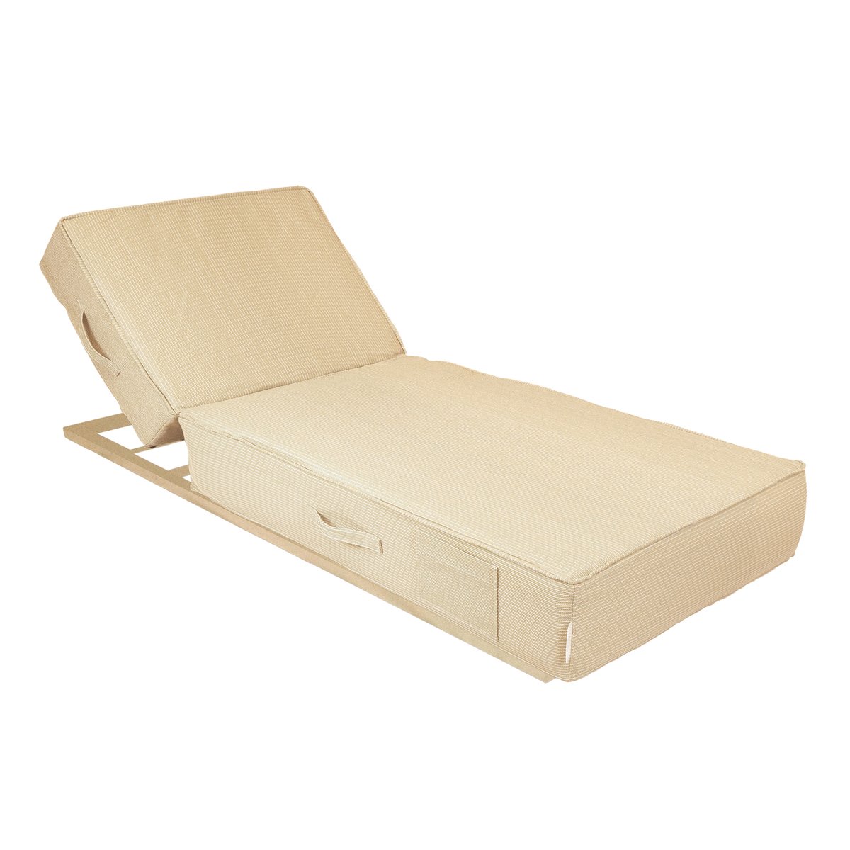 Lit bain de soleil extérieur 1 place avec structure beige, MX HOME