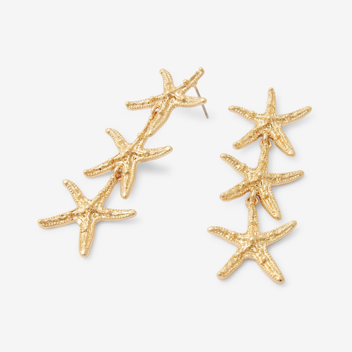 Boucles d'oreilles longues étoiles de mer doré, BALABOOSTE