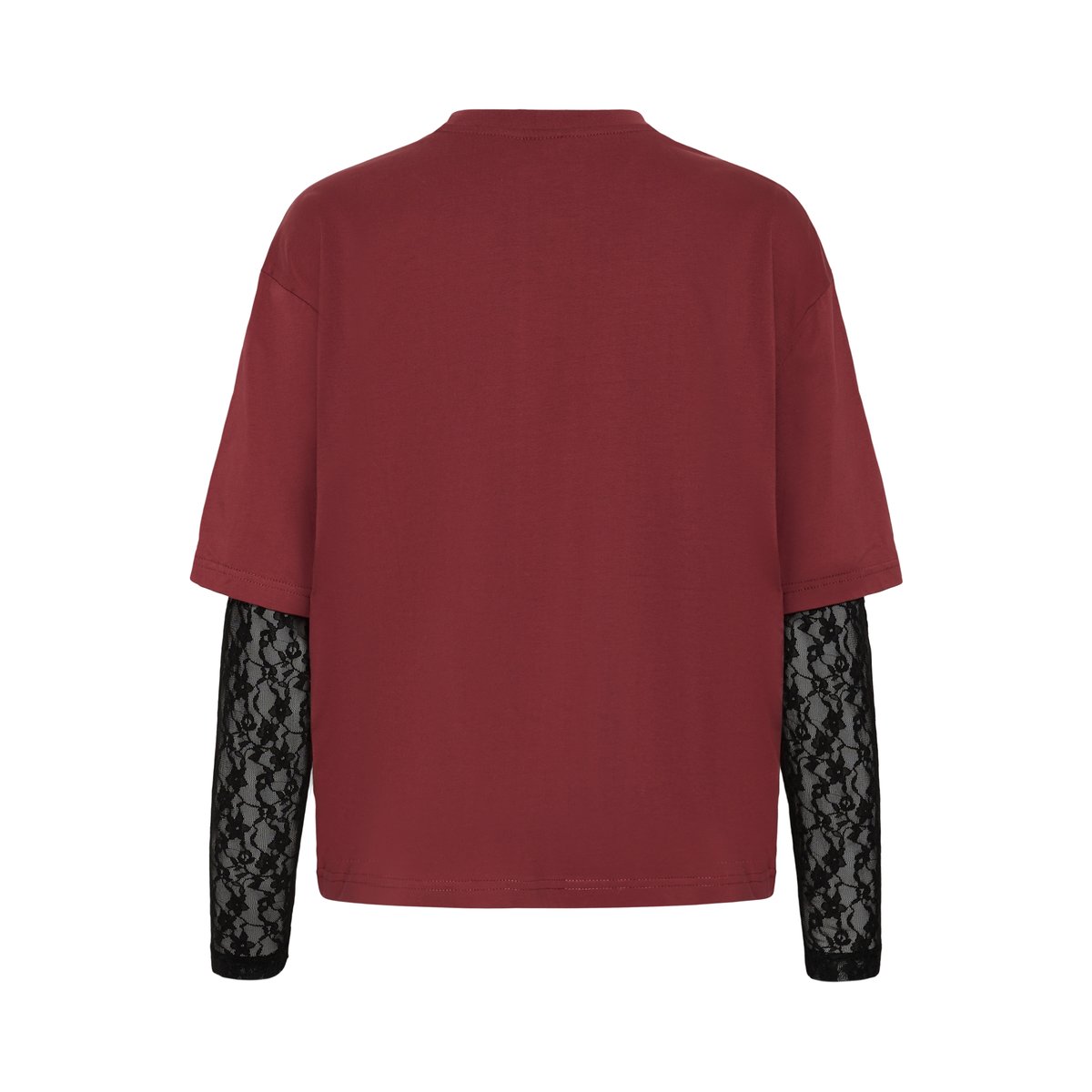 T-shirt à manches longues rouge port/black lace, KAFFE