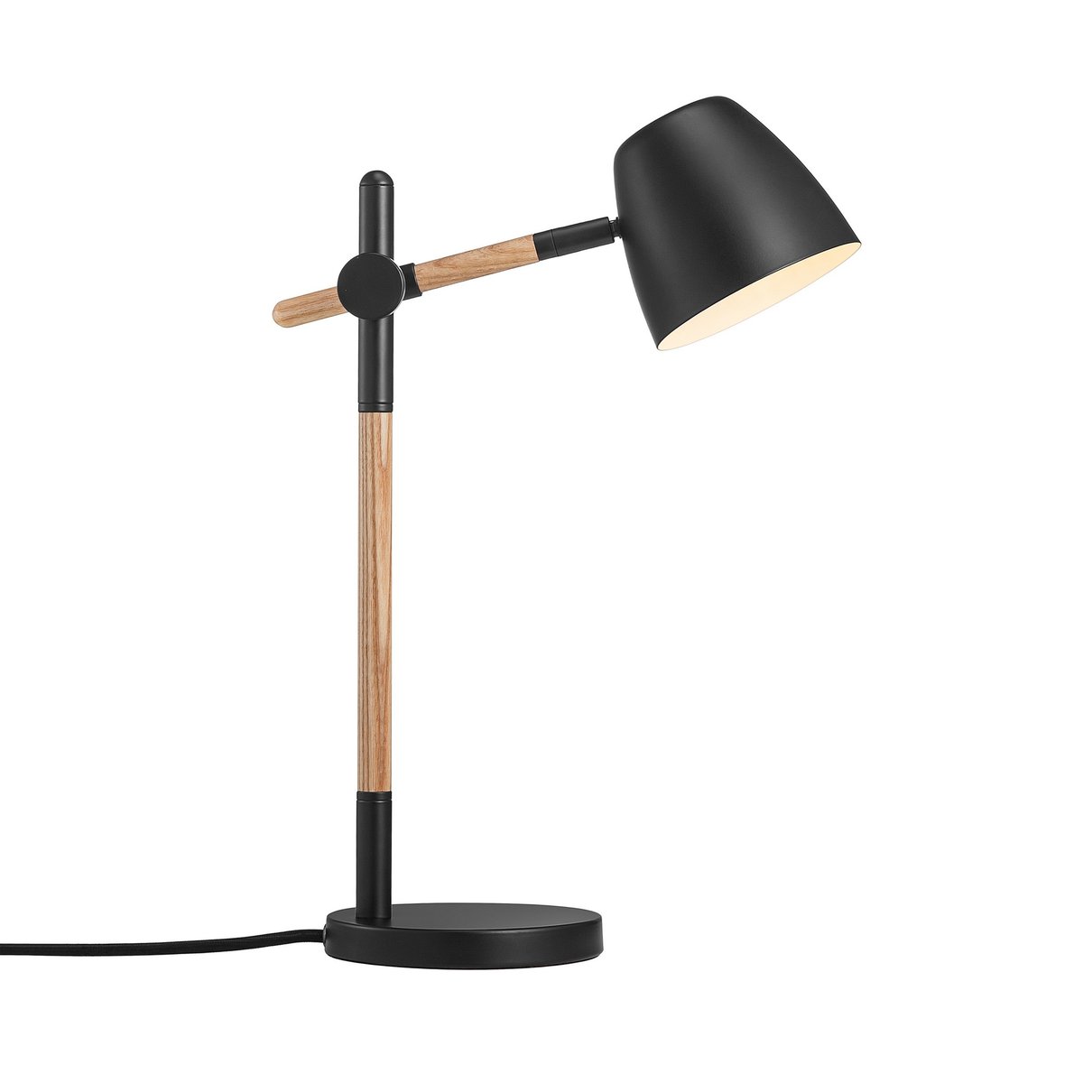 Lampe à poser tête d'éclairage orientable en métal et bois, THEO noir, NORDLUX