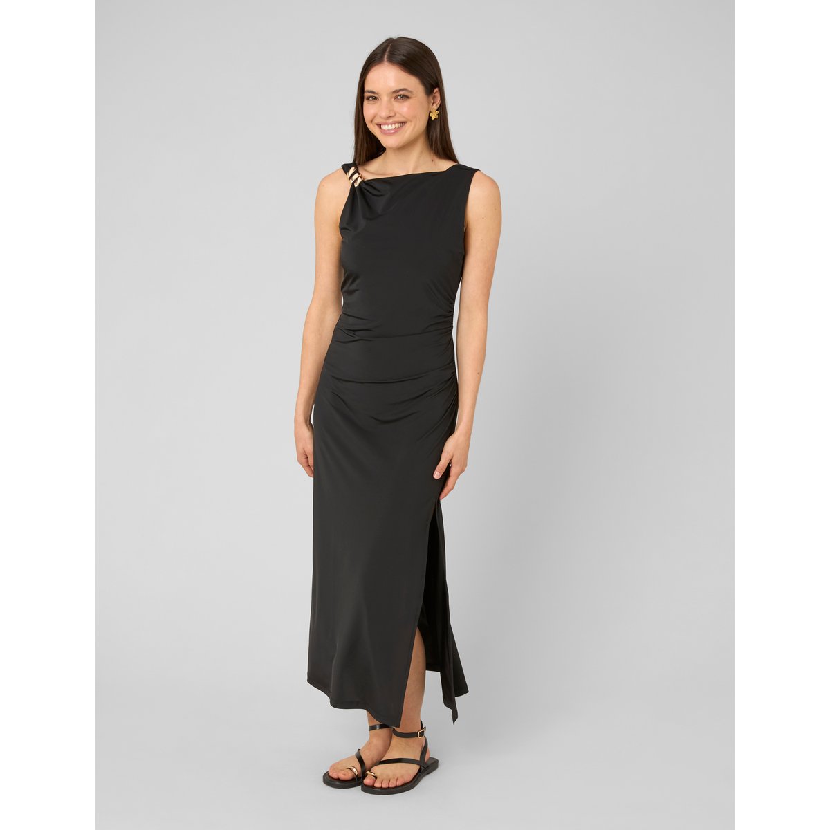 Robe longue drappée noir, BZB