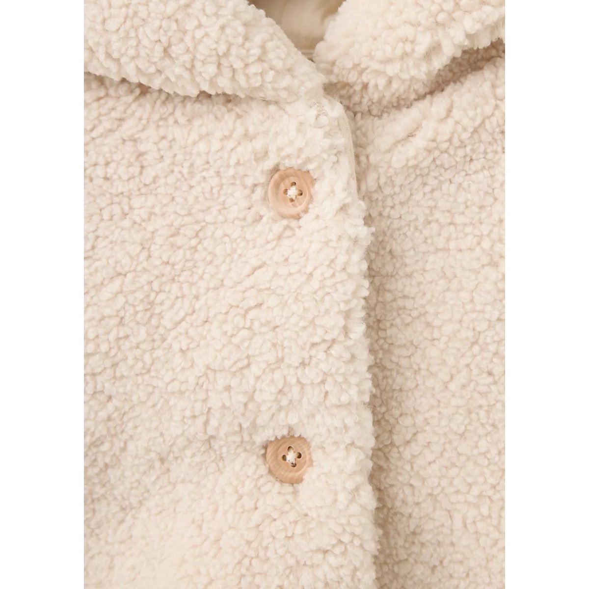 Manteau imitation mouton retourné capuche écru, MANGO BABY