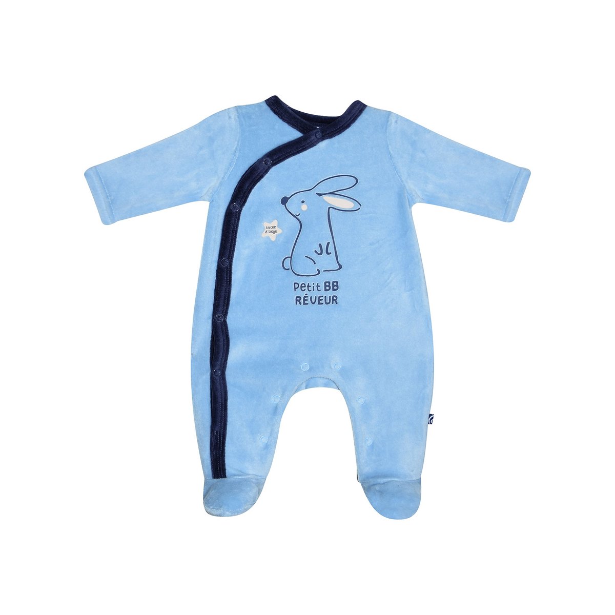 Dors bien maceo velours rase ouverture devant naissance bleu, SUCRE D'ORGE