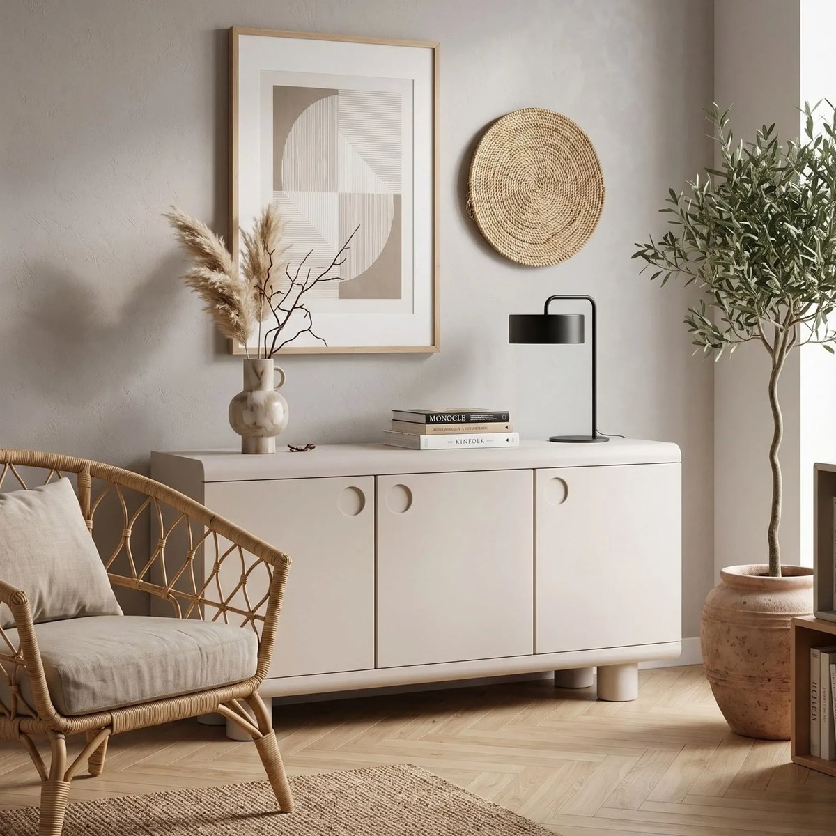 Buffet bas design 3 portes gris L160 - MAGDA gris, HELLIN, DEPUIS 1862