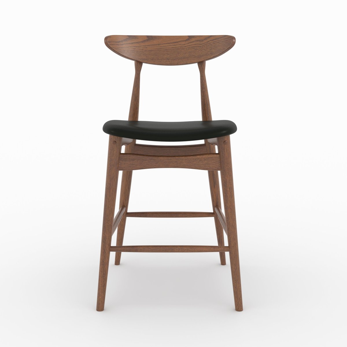 Lot de 2 chaises pour ilot central 63,5 cm en cuir synthétique et bois d'hévéa - JOSETTE noir, MAISON PAVANE