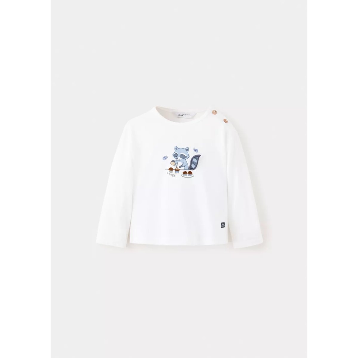 T-shirt détail imprimé blanc cassé, MANGO BABY