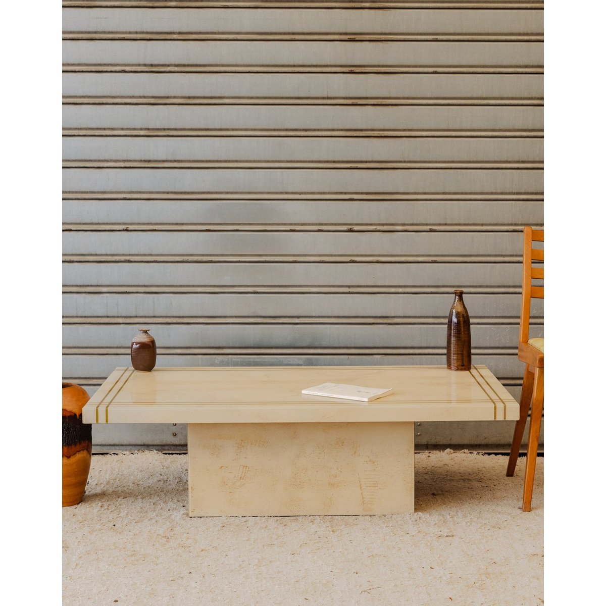 Table basse en résine effet marbre Donna N°1649 - Bon état beige, DEBONGOUT