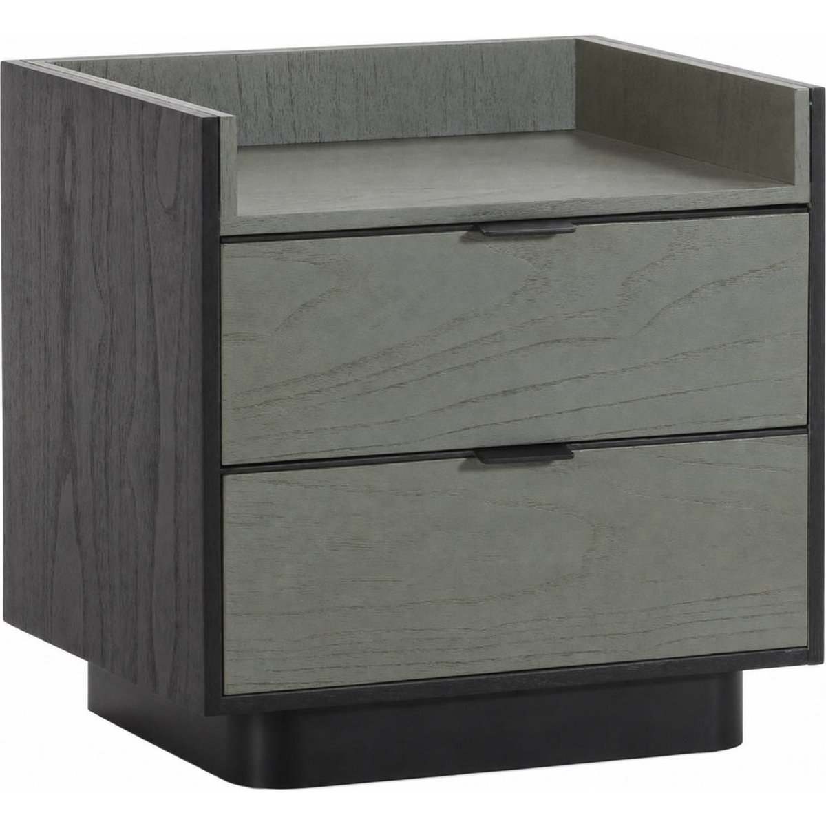 Table de chevet en cèdre et métal gris et noir, RECOLLECTION