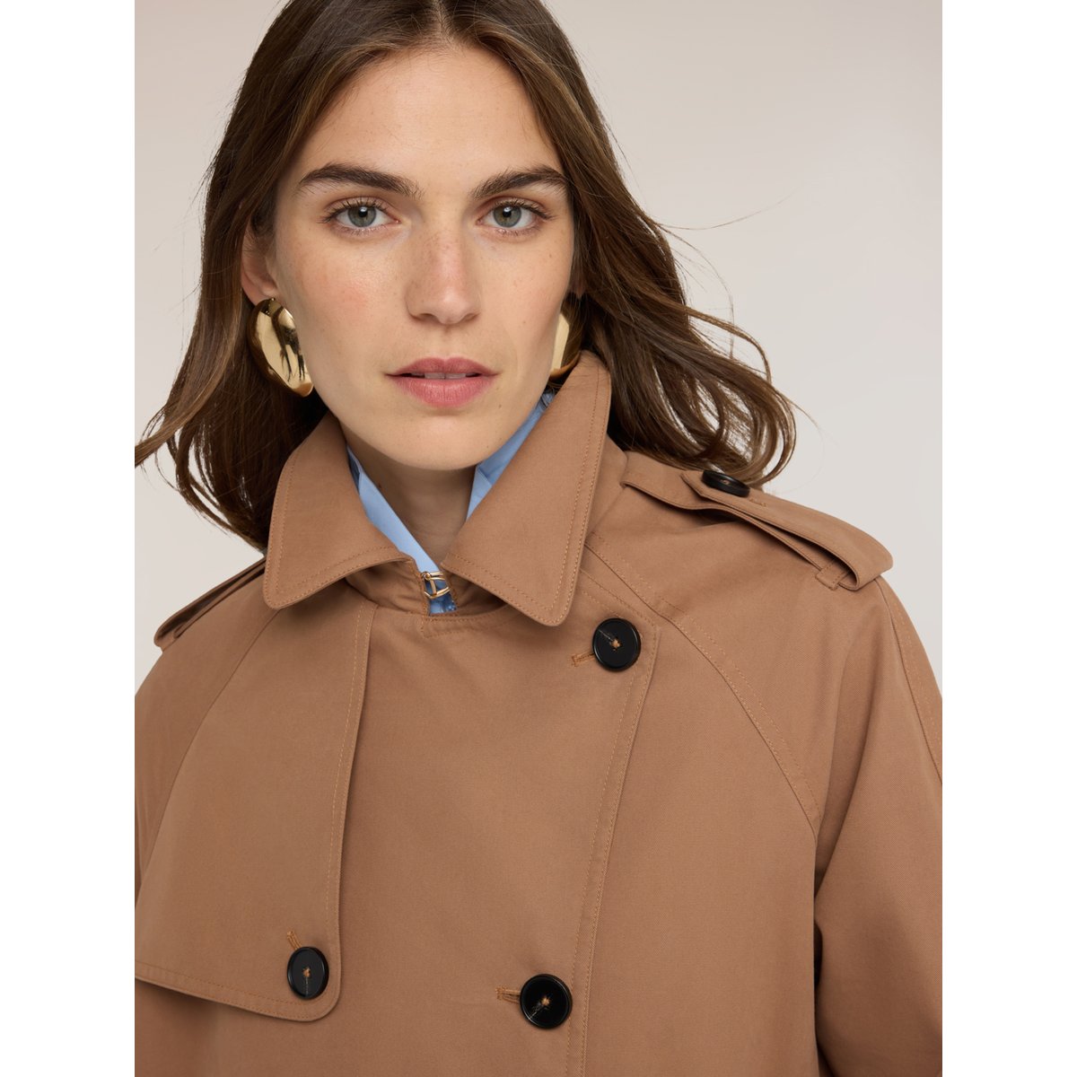 Trench-coat court croisé marron, MOTIVI