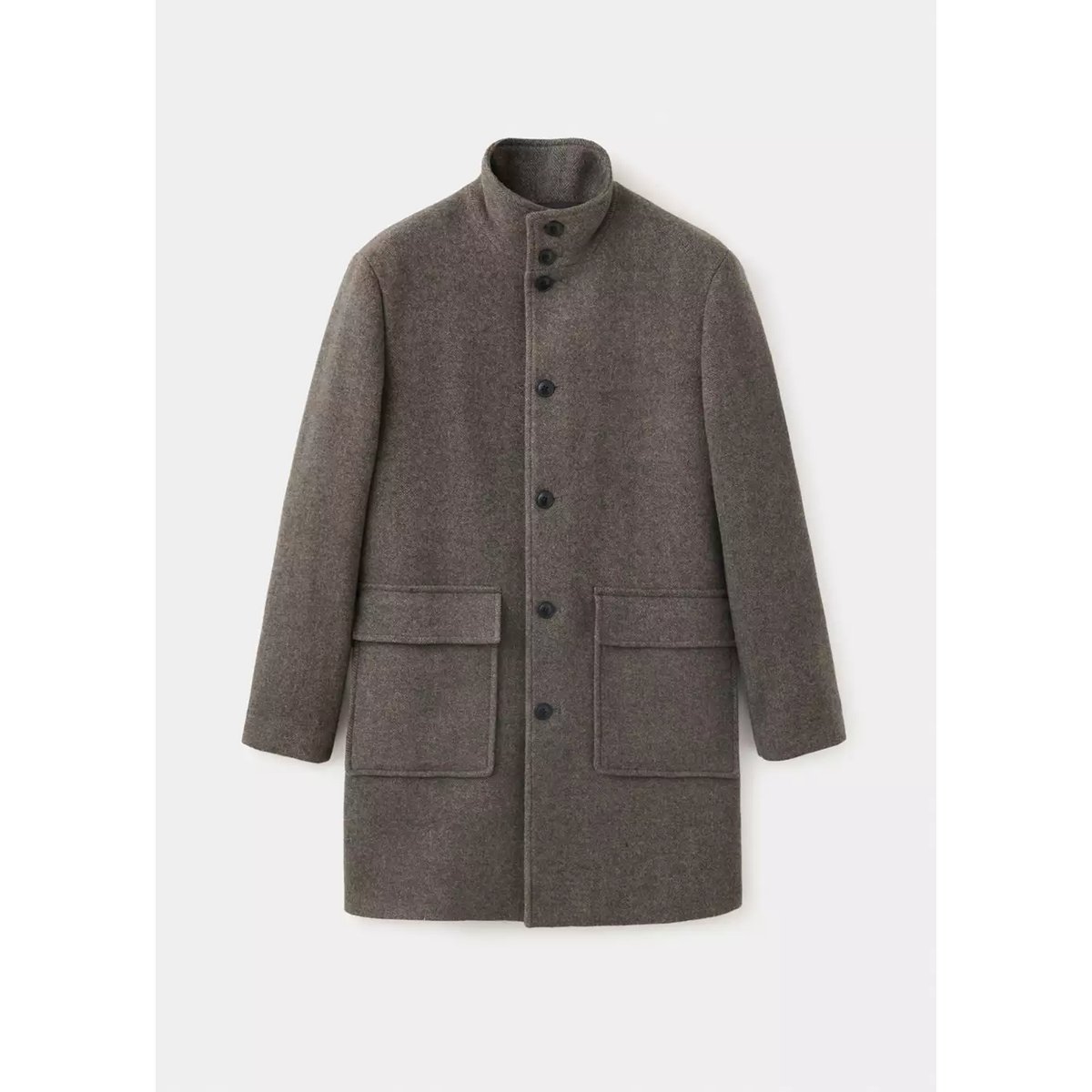 Manteau en mélange de laine à col cheminée marron moyen, MANGO MAN