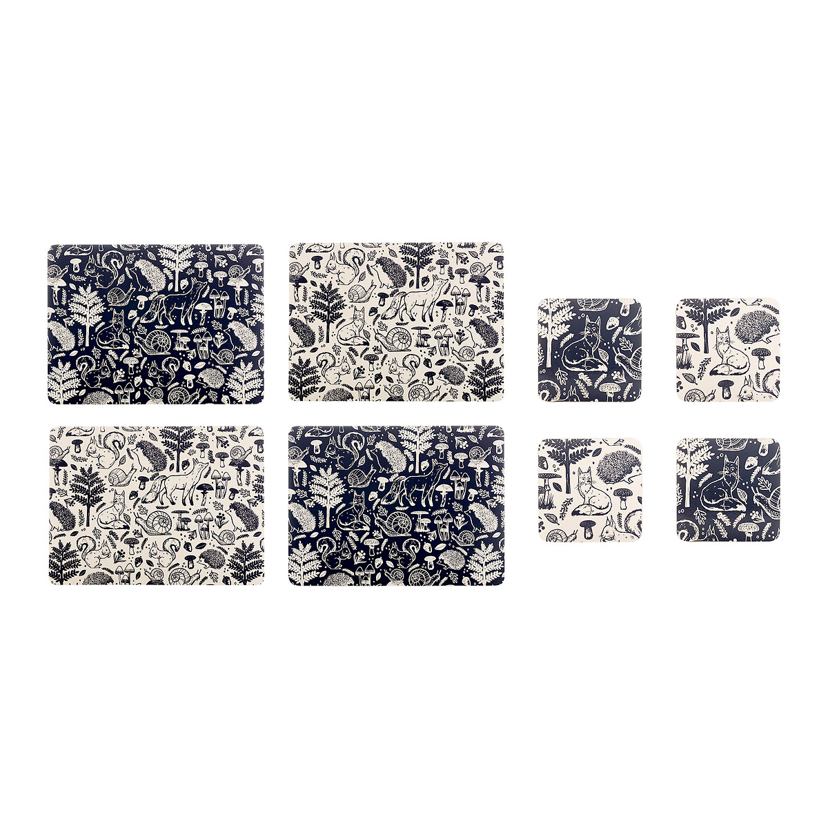 8-Piece Woodland Placemats & Coasters Set navy, PRICE & KENSINGTON
