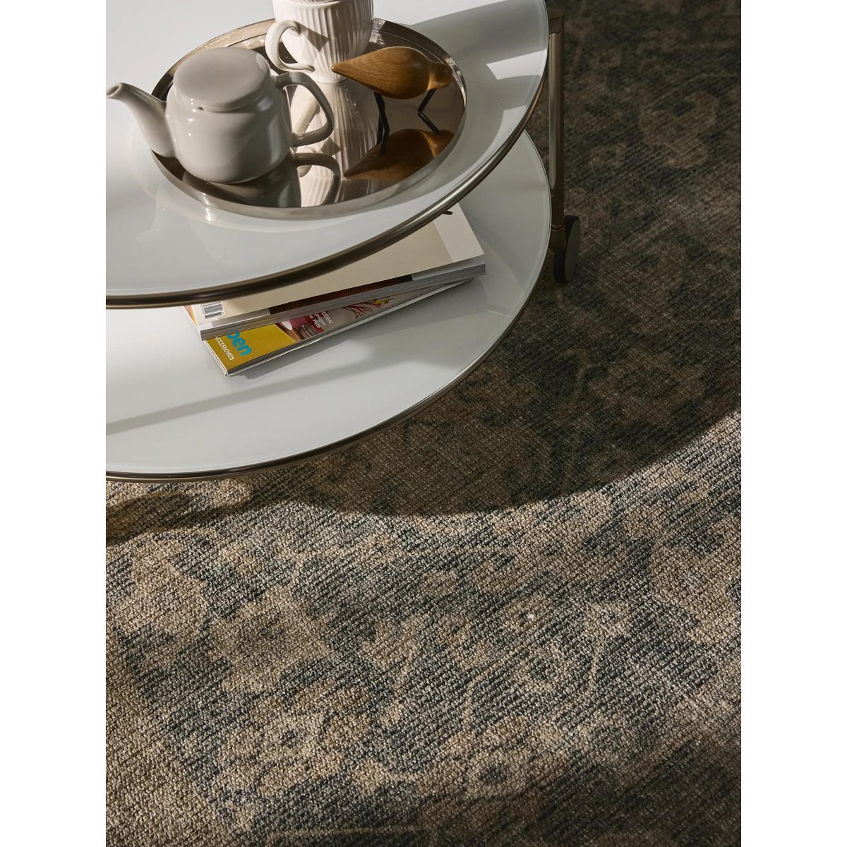Tapis rond LORENZO gris foncé, BENUTA