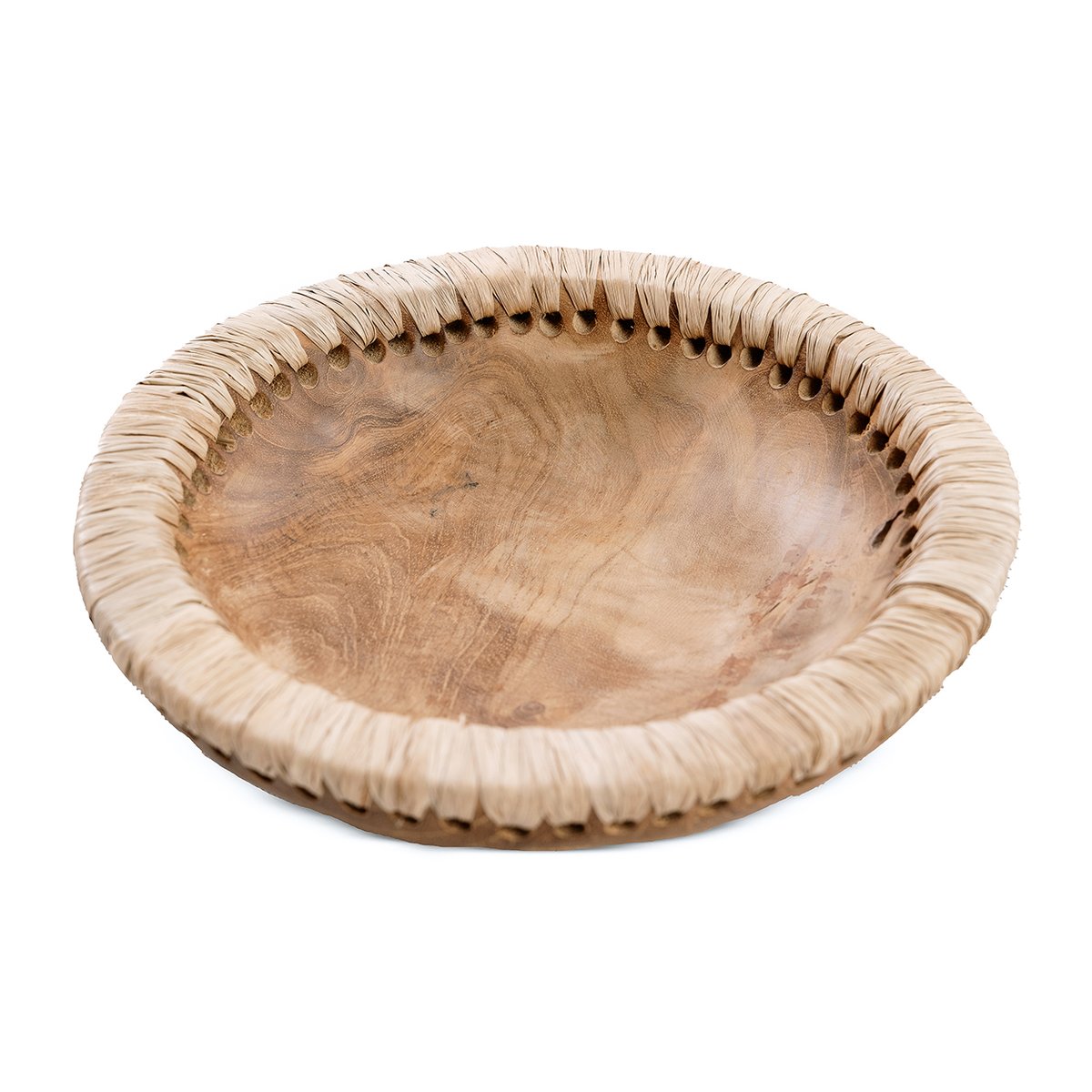 Bol en teck et raphia LIKE ME beige, BAZAR BIZAR