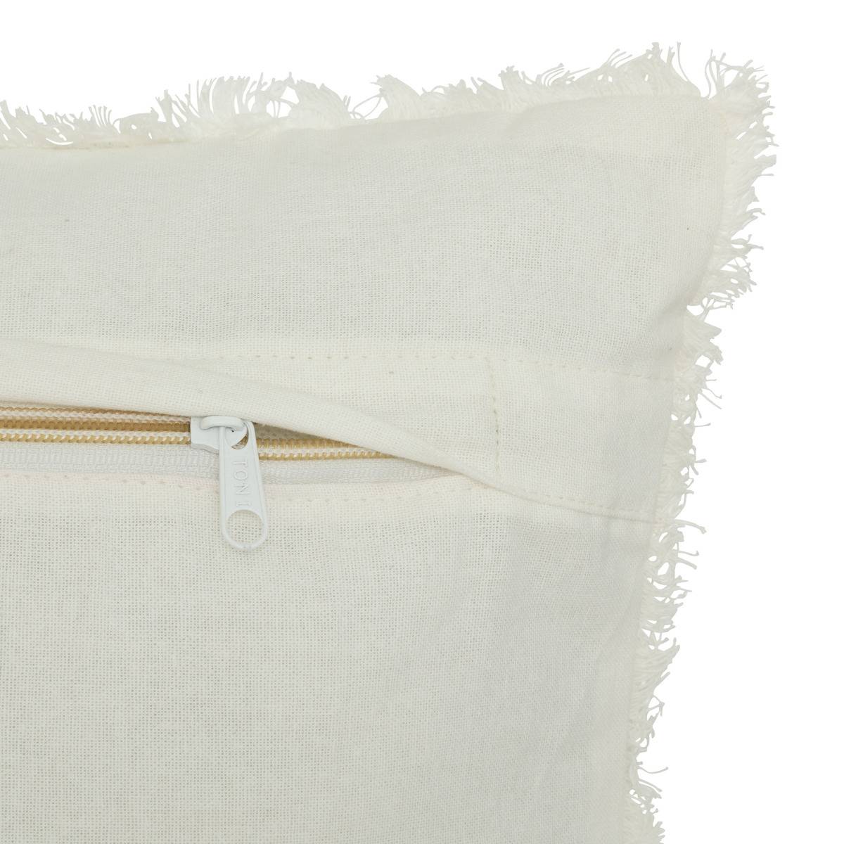 Coussin déhoussable à franges WIDDY ivoire, ATMOSPHERA