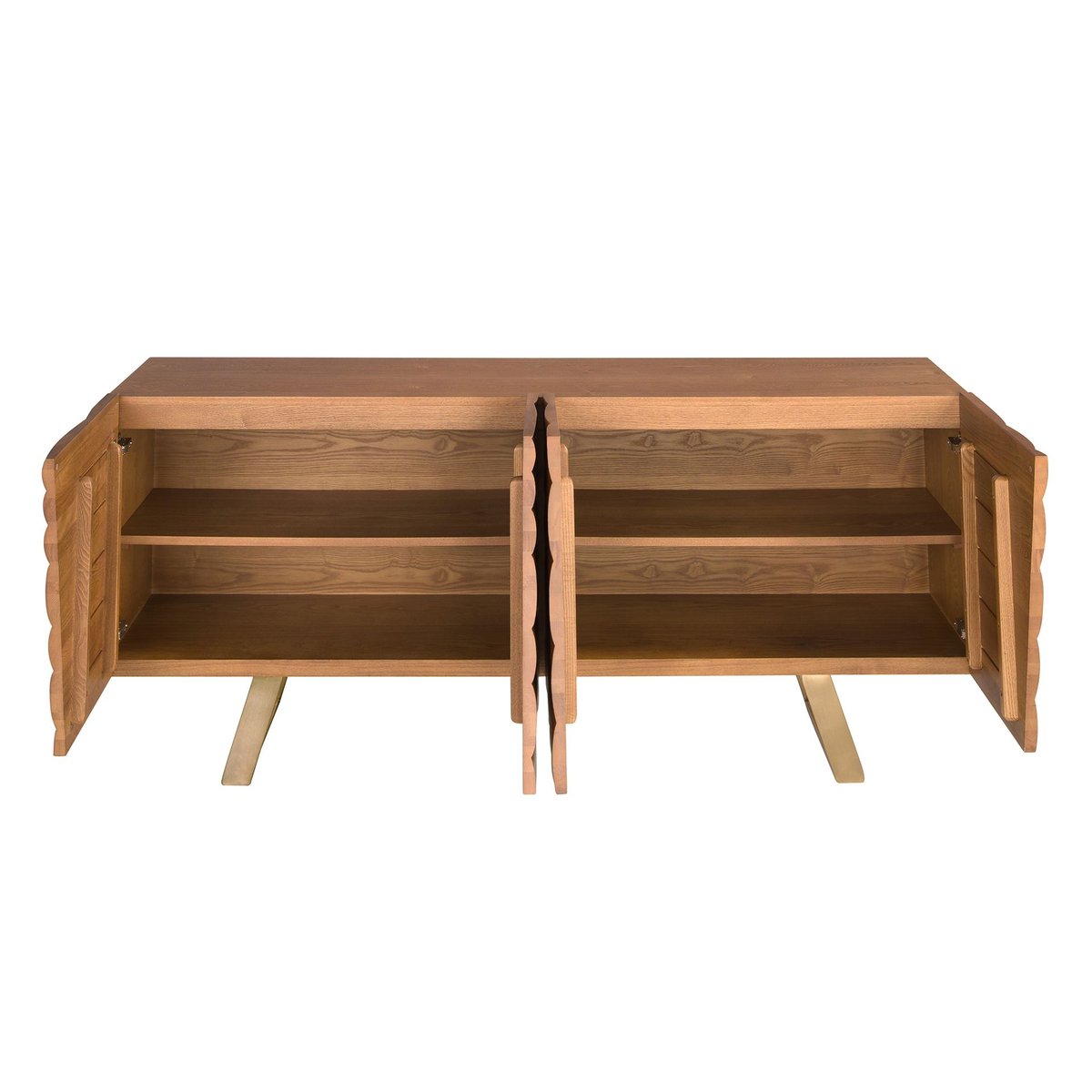 Buffet en bois et acier poli noyer clair | or, ANGEL CERDA