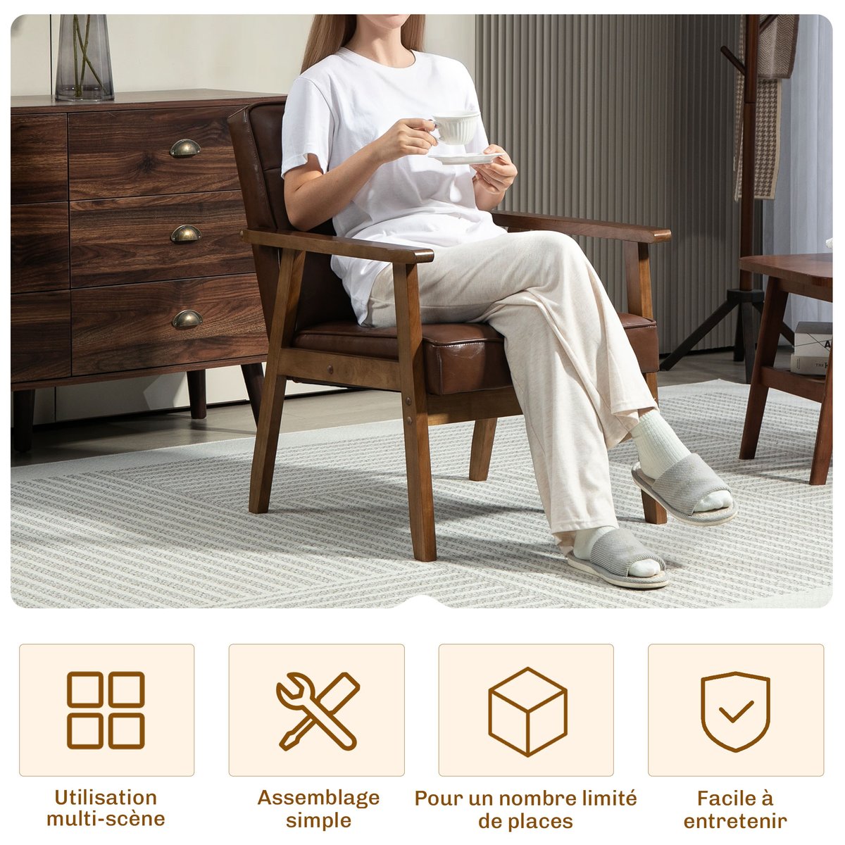 Accent Chair PU Marron marron, HOMCOM