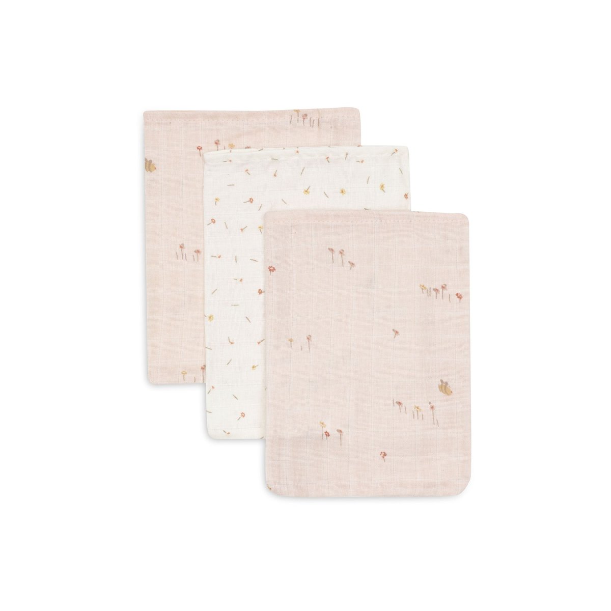 Lot de 3 gants de toilette gaze de coton rose pretty picnic, JOLLEIN