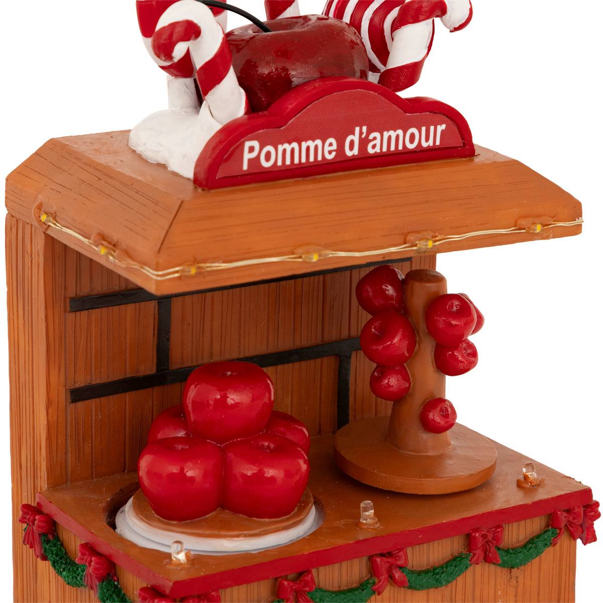 Village lumineux pomme d'amour 7 LED multicolore musical avec mouvement multicolore, ATMOSPHERA