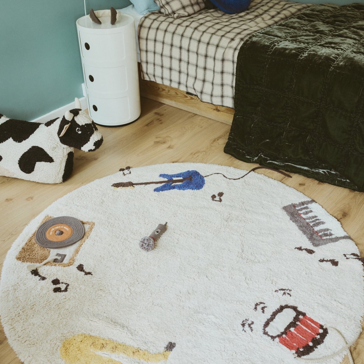 Tapis lavable Musique MUSIC STUDIO ocre, grain de café, naturel, gris foncé, LORENA CANALS