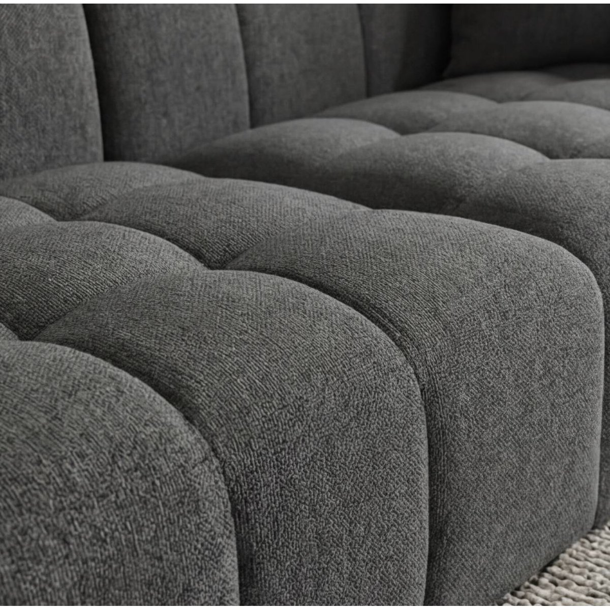 Canapé d'angle en tissu DAVIS gris, MADE IN MEUBLES