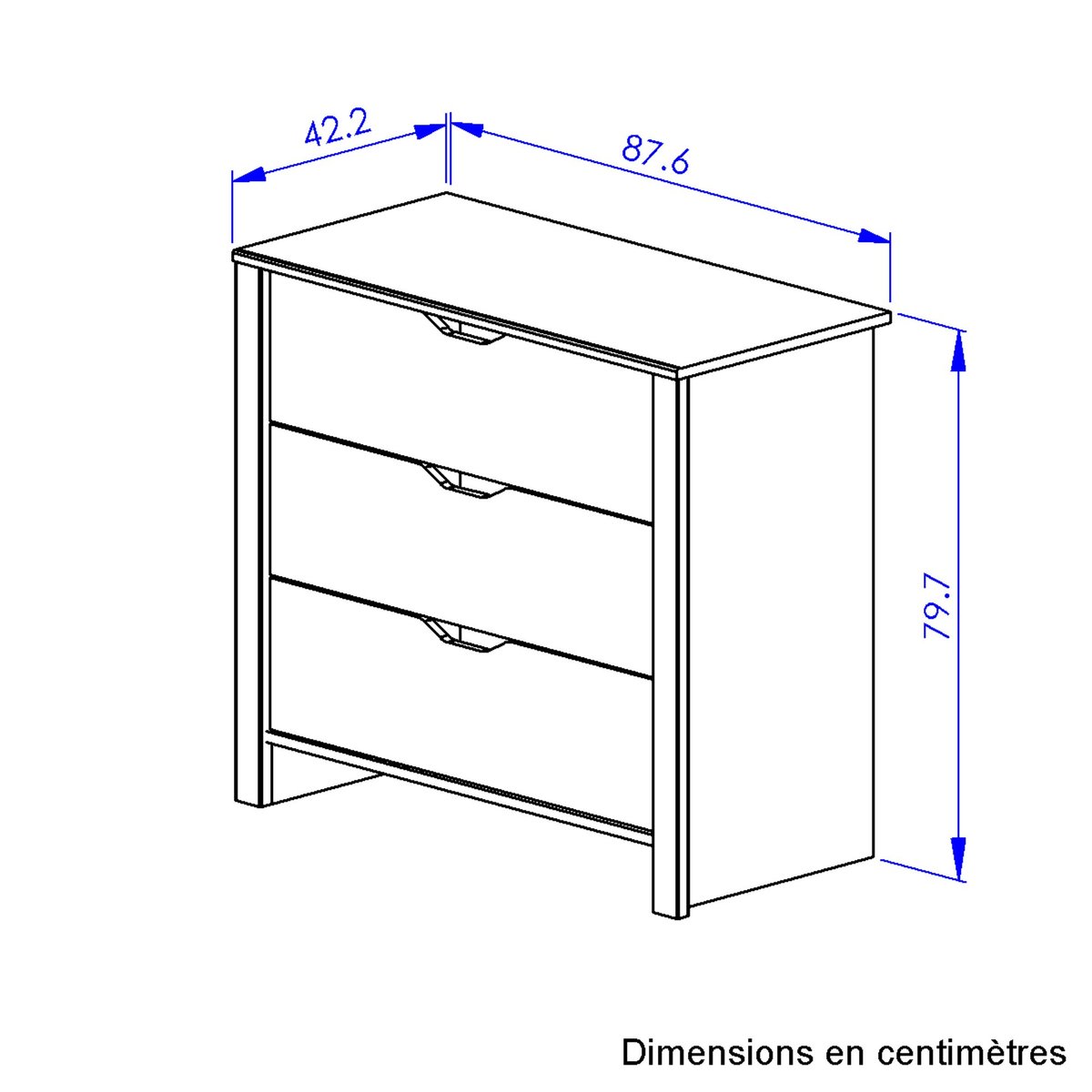 Commode 3 tiroirs & rangement nuit chic beige, DIAGONE