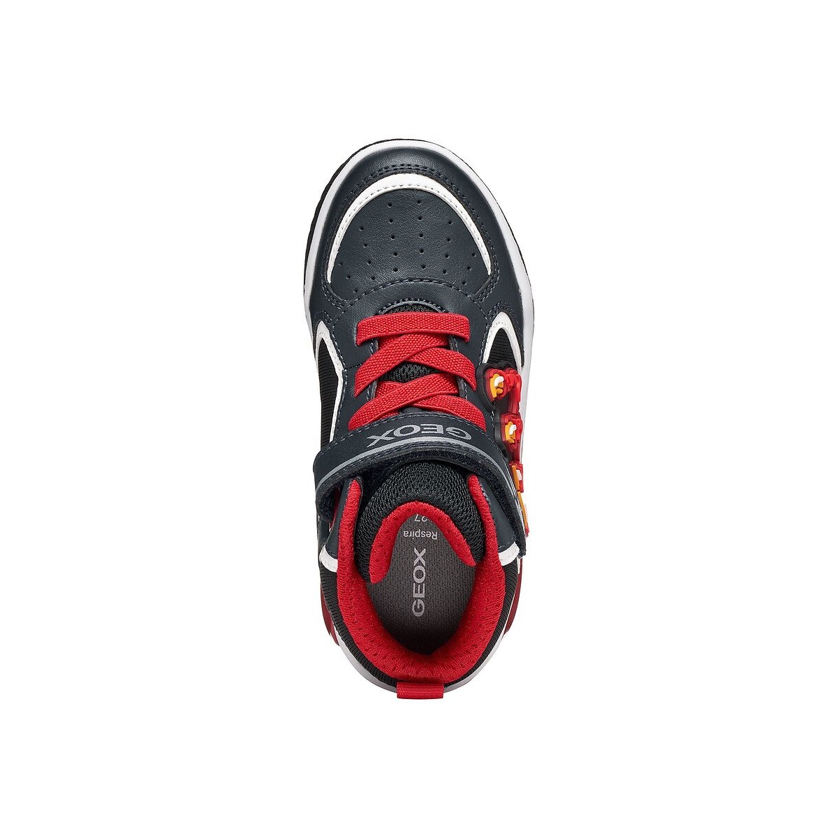 Kids Inek Breathable High Top LED Trainers navy blue/red, GEOX