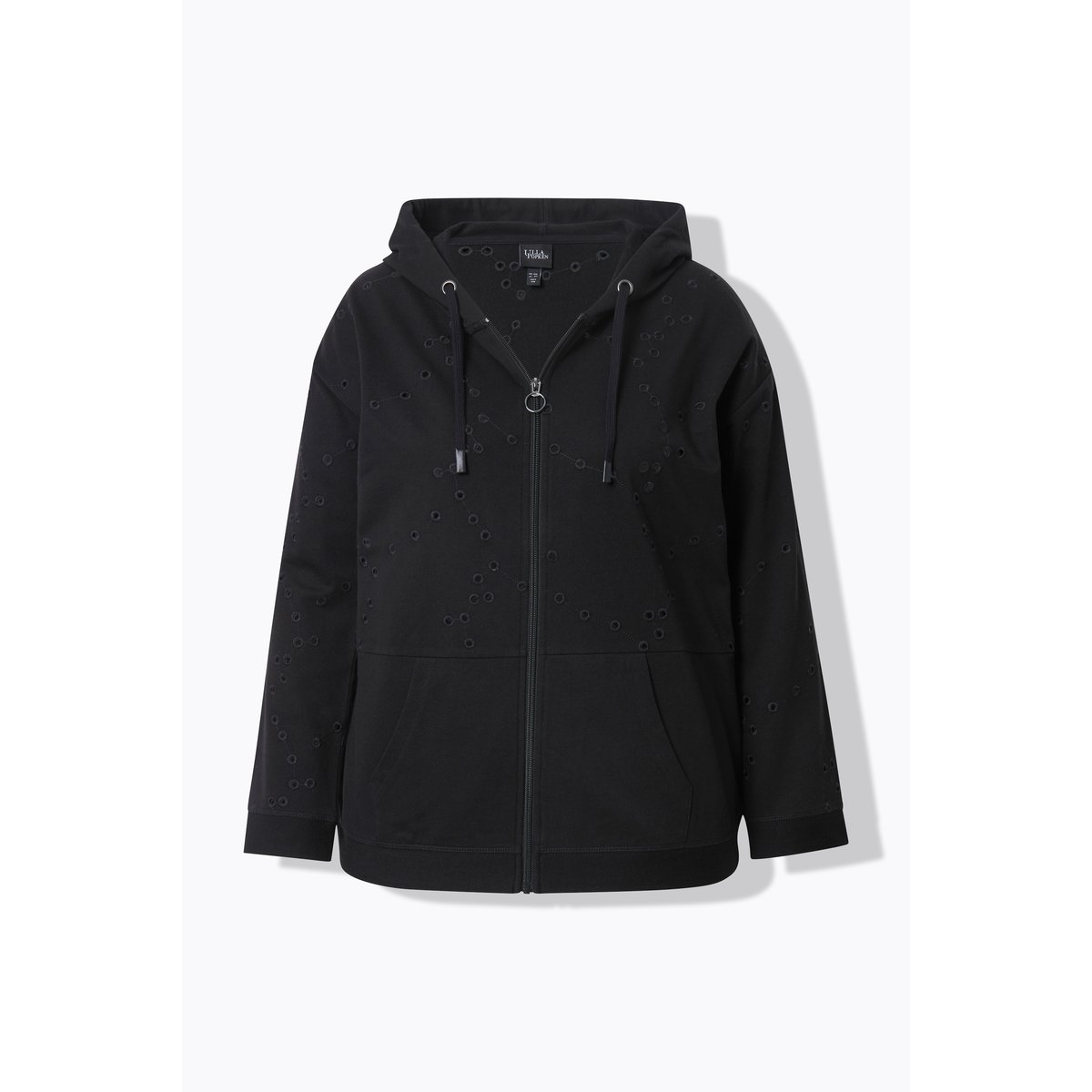 Veste en jean oversize. Broderies ajourées. noir, ULLA POPKEN