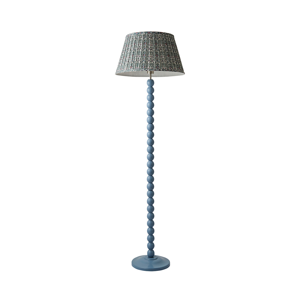 Bobbie Painted Bobbin Floor Lamp with Floral Pleated Shade blue, SO'HOME