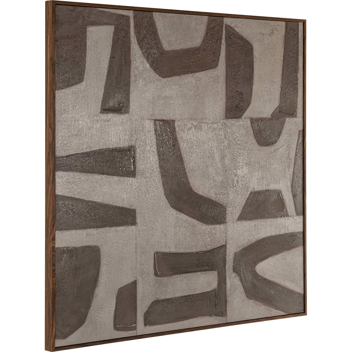 Tableau mural abstrait en toile, ZENITH sable texturé nuances brunes, RECOLLECTION