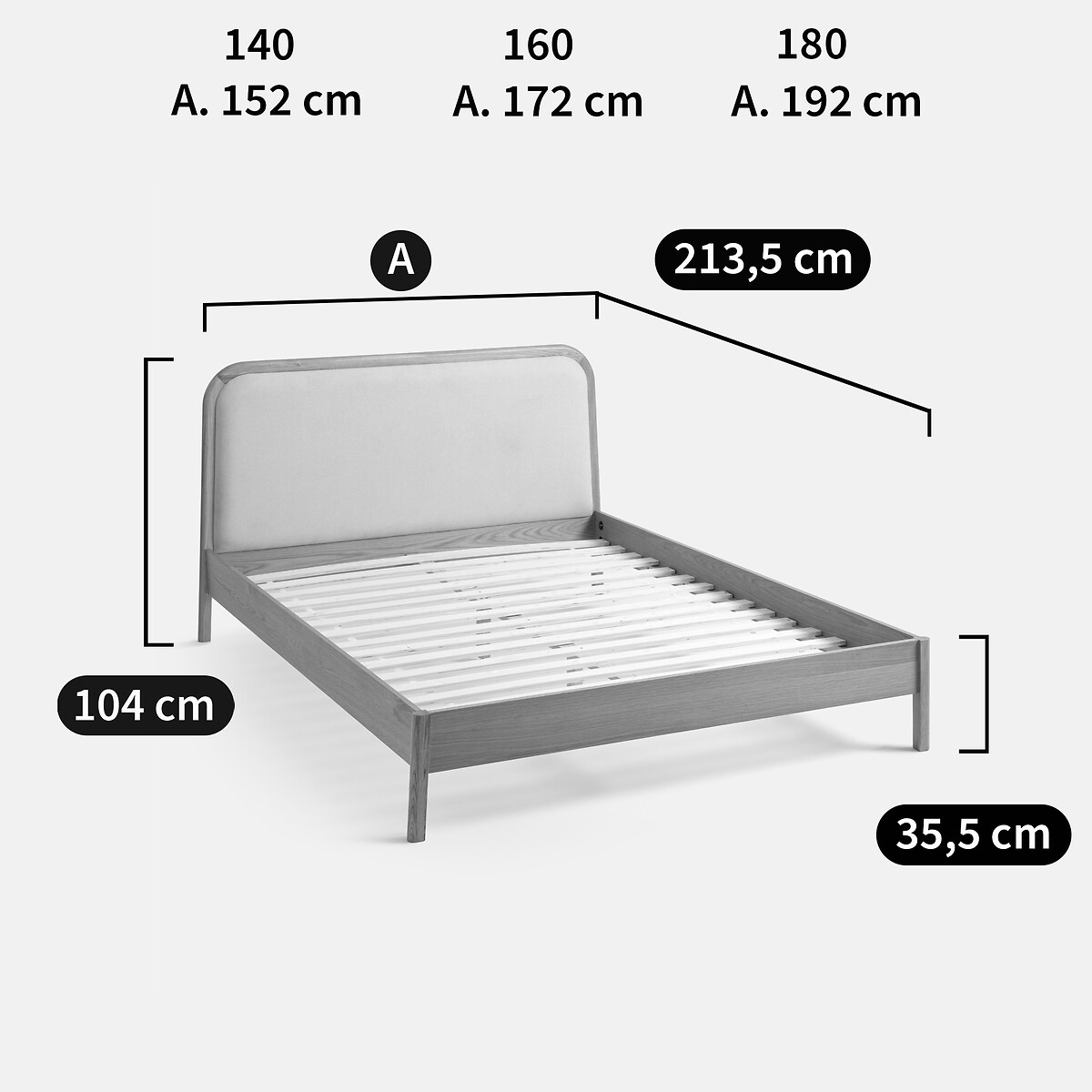 Lit avec sommier, Torleone chêne/beige, LA REDOUTE INTERIEURS