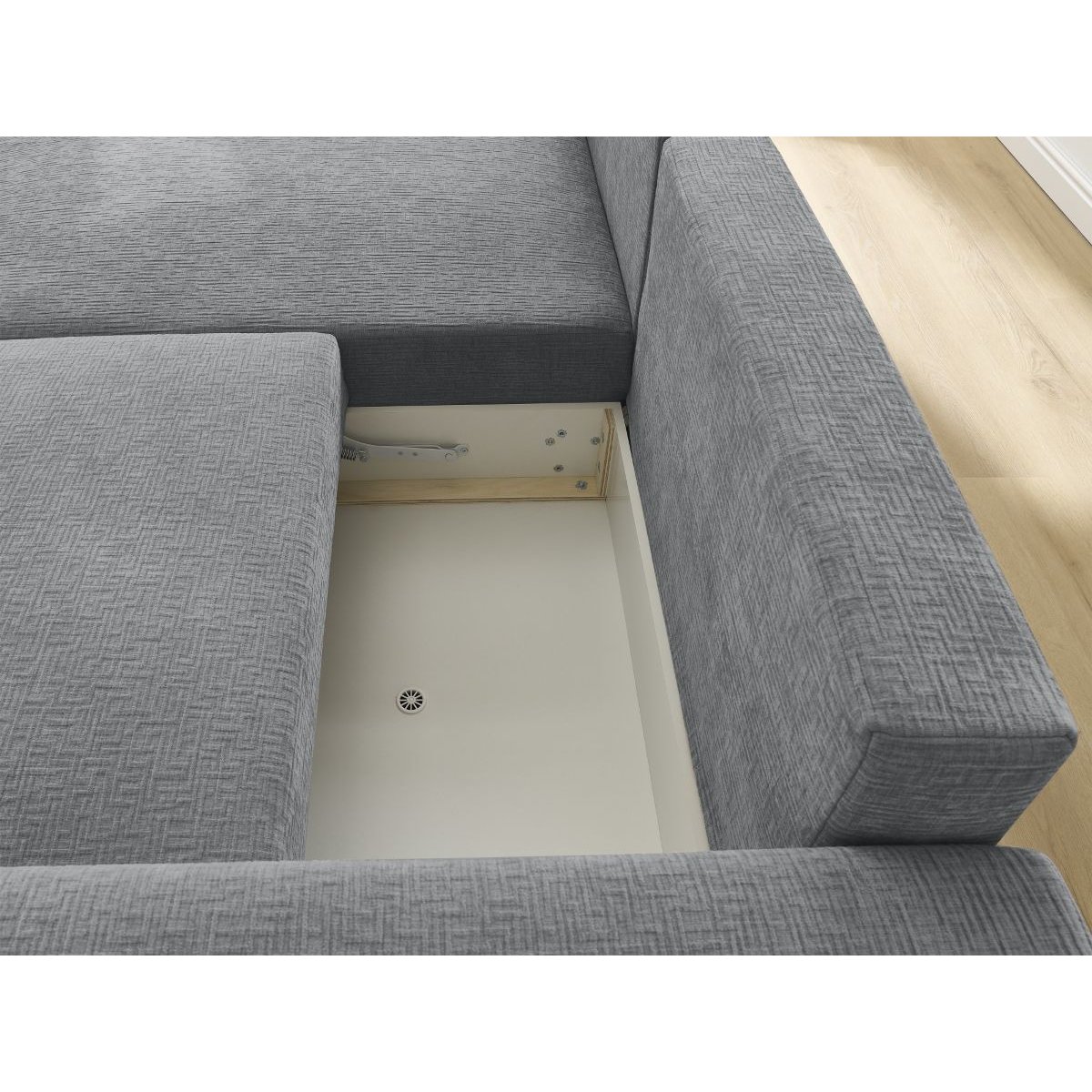 Canapé d'angle convertible 4 places en tissu texturé, ATILLA gris foncé, BOBOCHIC