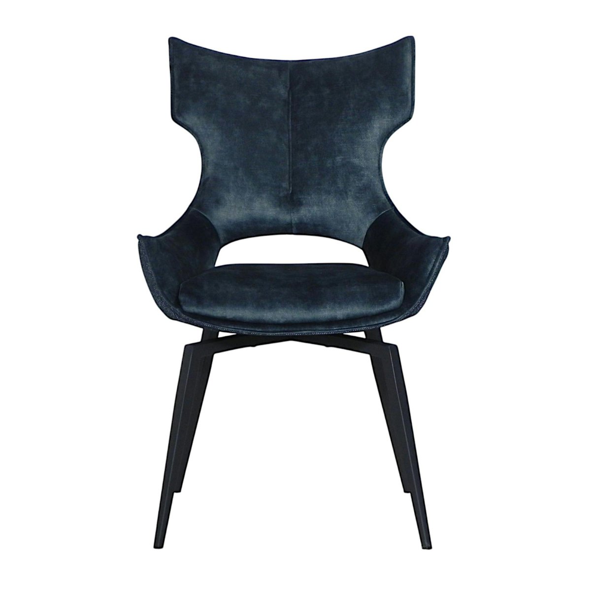 Chaise pivotante bleue bi-matière, dossier en T (lot de 2) LOMBARDIE bleu, PIER IMPORT