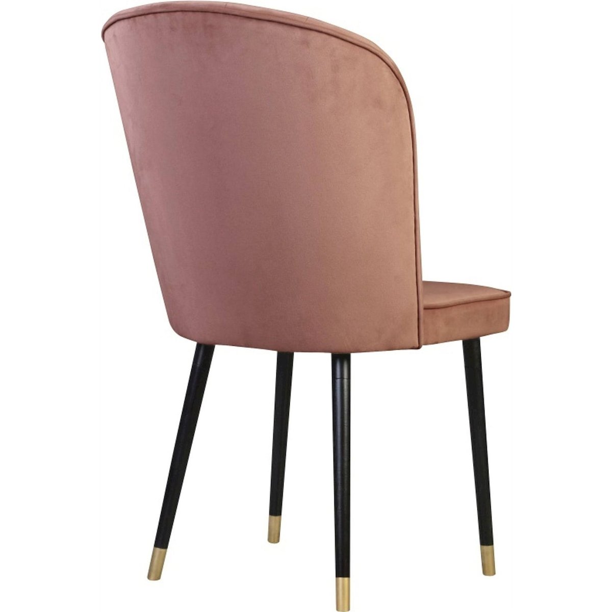 Chaise rembourrée collection GUAVRA en velours rose velours avec pieds noirs et embouts dorés, RECOLLECTION