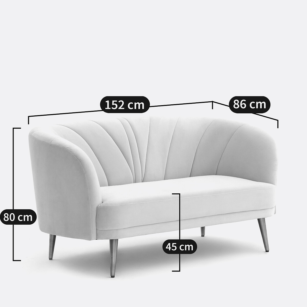 Banquette velours 2/3 places, Leone bleu de prusse, LA REDOUTE INTERIEURS