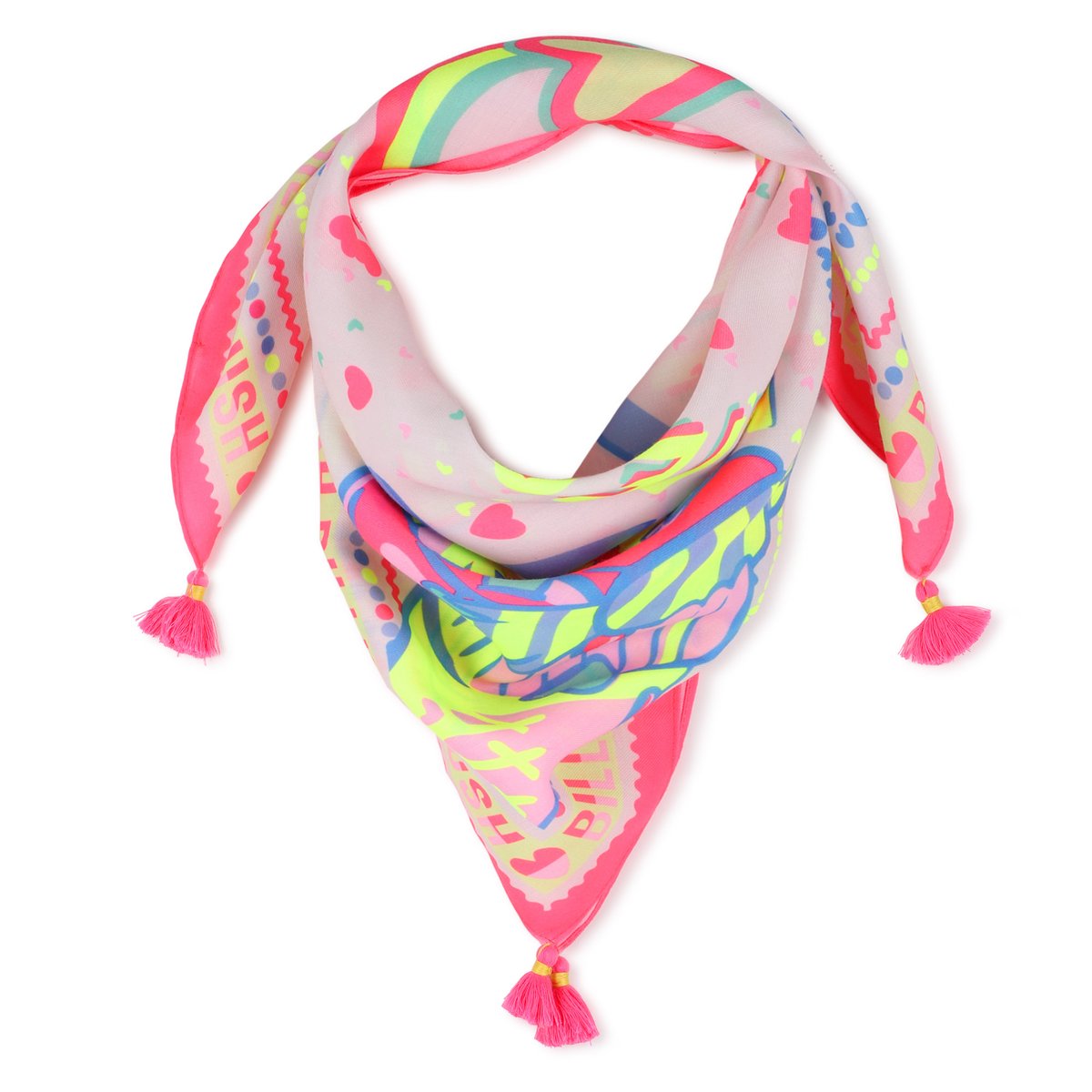 Foulard imprimÉ fantaisie rose fluo, BILLIEBLUSH