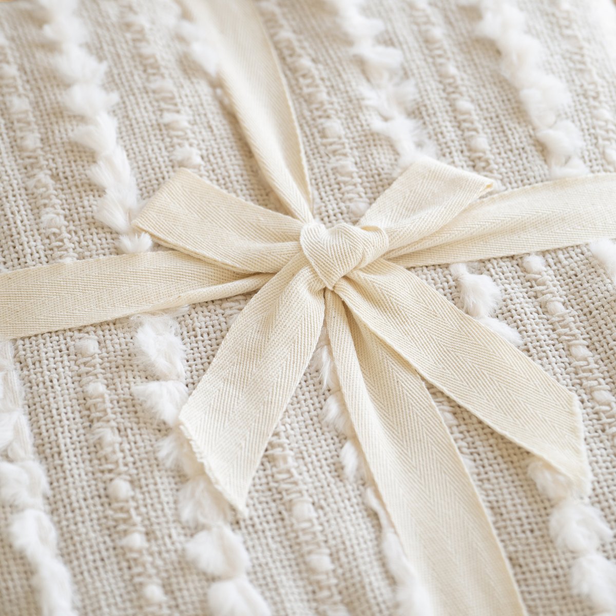 Plaid en chenille texturée avec franges - QABANE ecru, HOME MAISON