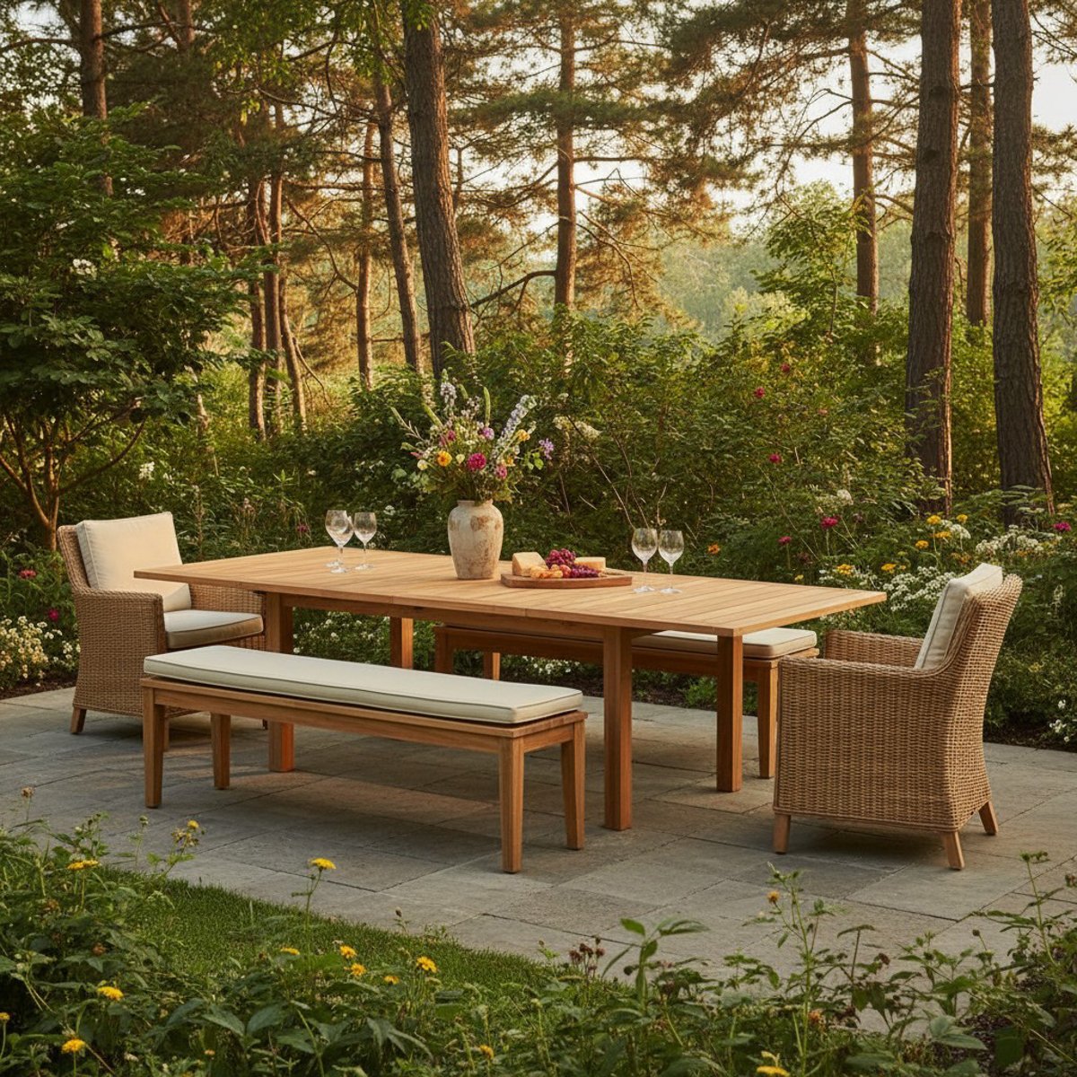 Table extensible teck massif Constantine XL 190/290 x100 cm naturel, TECK ATTITUDE