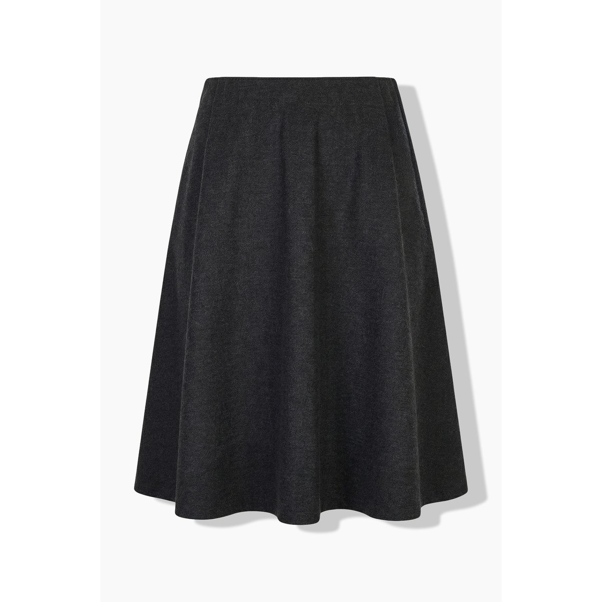 Jupe midi en laine mélangée gris noir, ULLA POPKEN