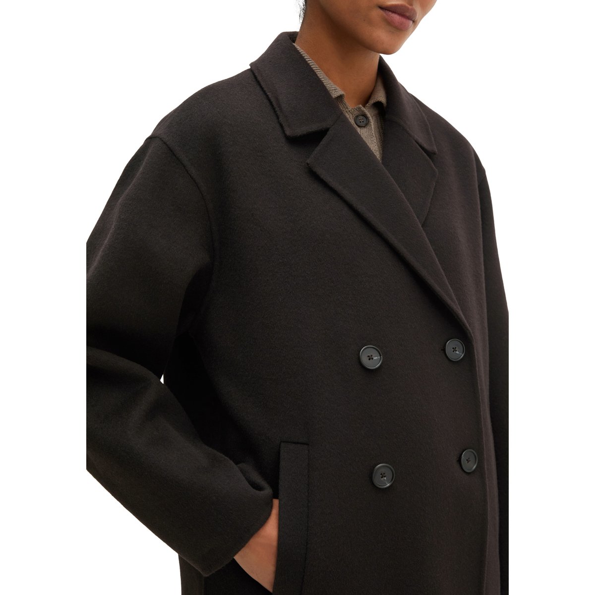 Manteau en laine relaxed en double face de haute qualité noir, MARC O'POLO