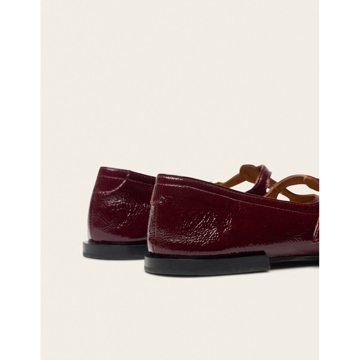 Ballerines NOLA cuir plissé verni bordeaux, ODAJE