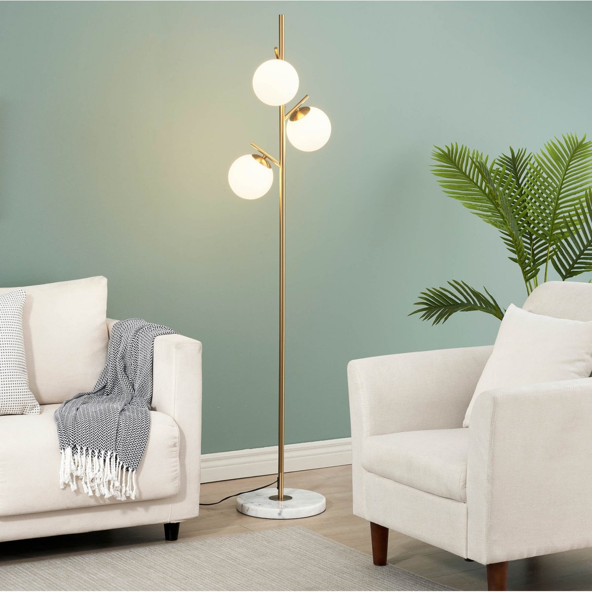 Lampadaire ultra glamour - ESTRELA doré / laiton, KOSILUM