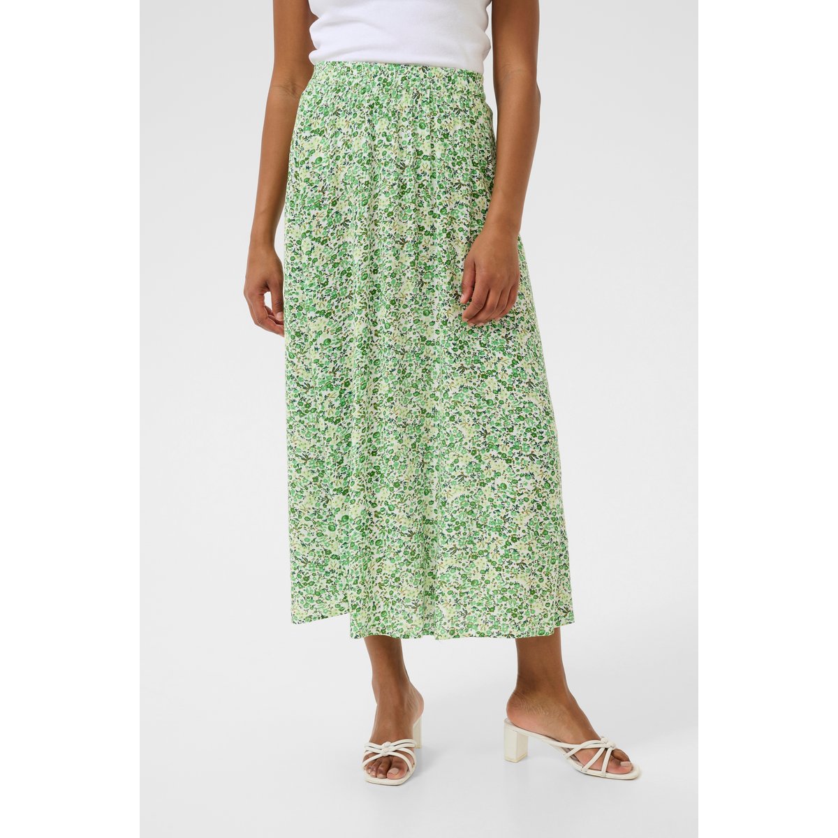 Jupe - tissage léger vert petite fleurs, KAFFE